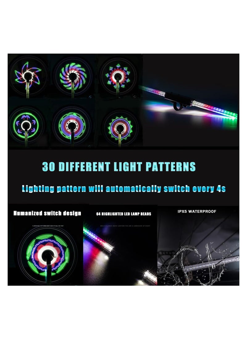 2 Pcs Waterproof Rechargeable LED Bike Wheel Lights with 64 Colors Cool Patterns Perfect for Mountain Road BMX and Hybrid Bikes 163in