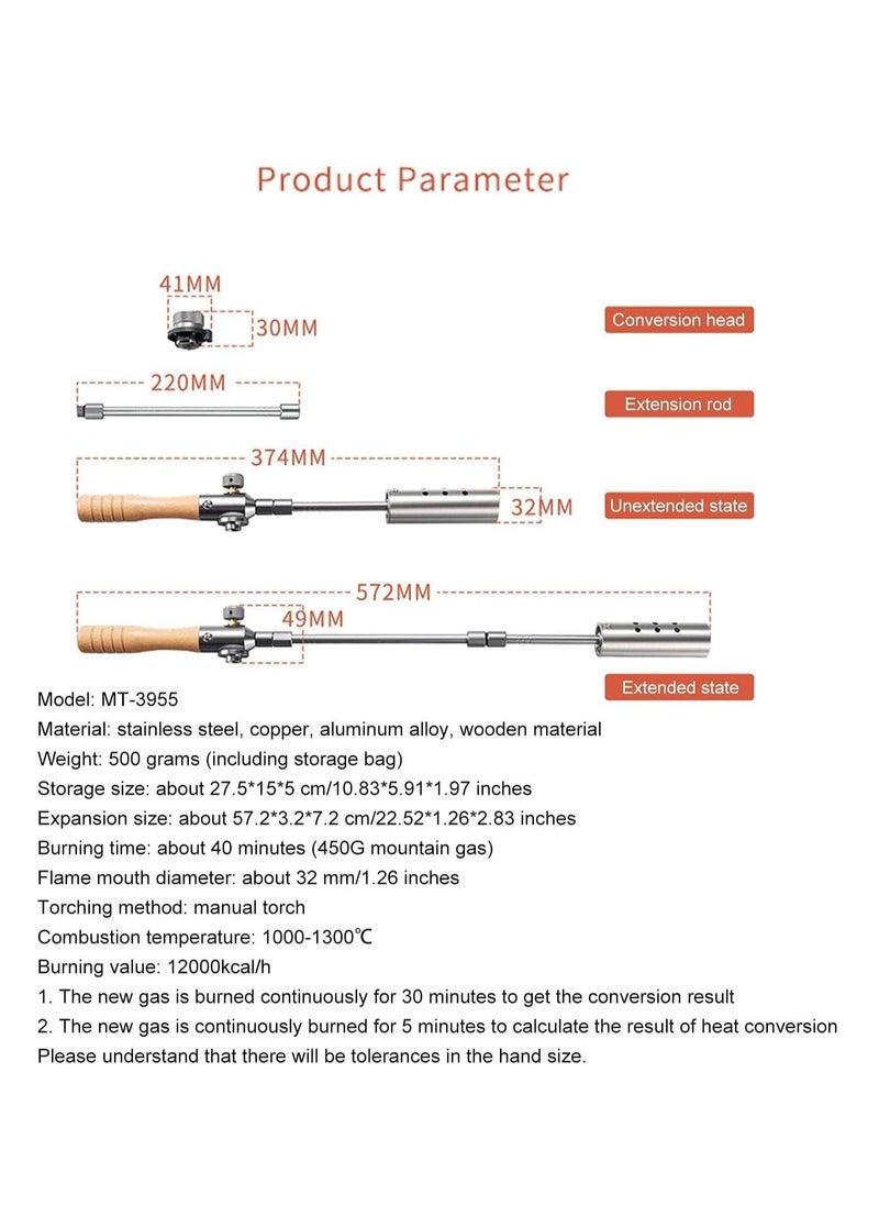 Heavy-Duty Outdoor Camping Flamethrower – MT-3955 Multipurpose Gas Torch with High-Power Spray Gun, Adjustable Stable Flame for Gardening, Roofing, Welding, BBQ & Household Use