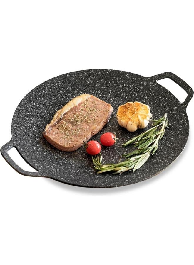 36cm Thickened BBQ Grill Pan Grill Plate Barbecue Pan Meat Roasting Pan Uncoated Nonstick Cookware