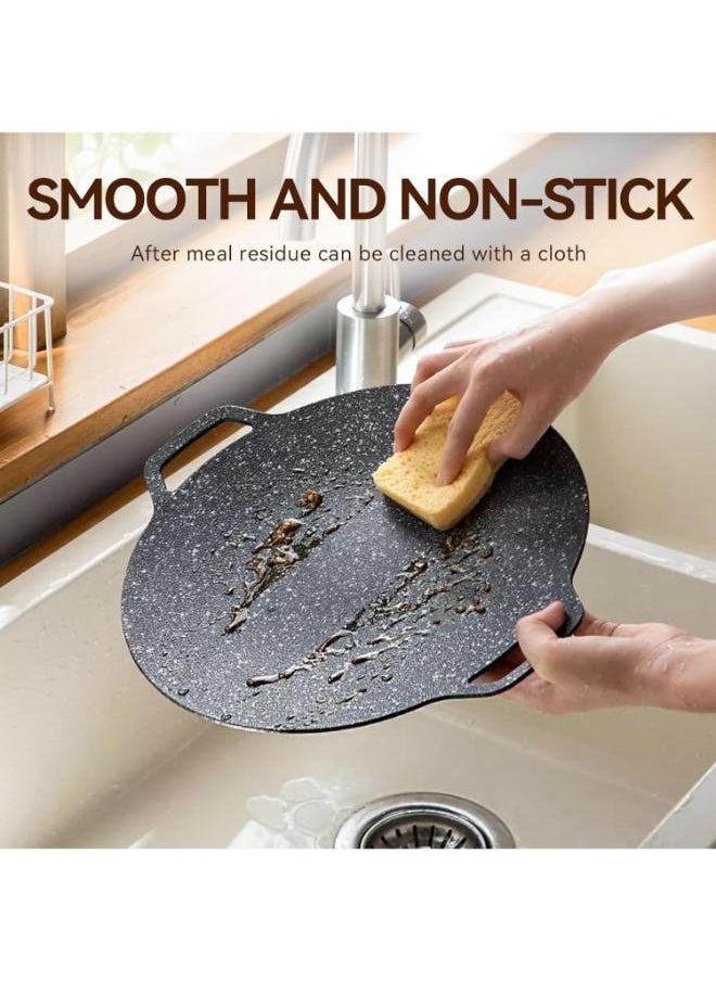 Round BBQ Grill 36cm Plate Barbecue Grill Non-Stick Round Frying Pan for Induction Gas Hob