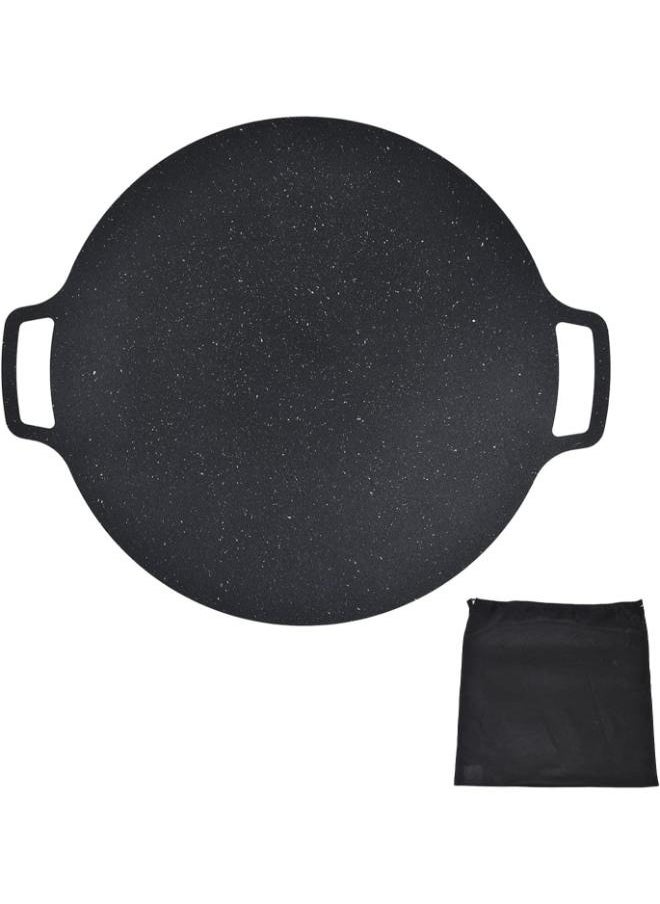 36cm Barbecue Griddle, BBQ Grill Pan with Storage Bag Coating Round Griddle for Indoor Outdoor Cooking for Stove Top Induction Gas Cooker