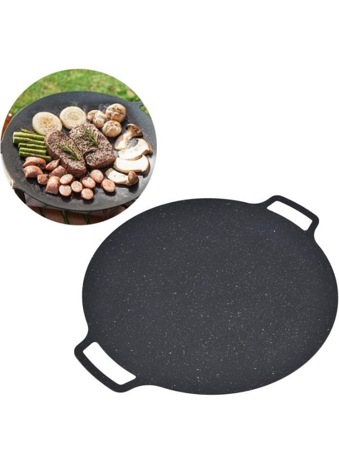 36cm Barbecue Griddle, BBQ Grill Pan with Storage Bag Coating Round Griddle for Indoor Outdoor Cooking for Stove Top Induction Gas Cooker