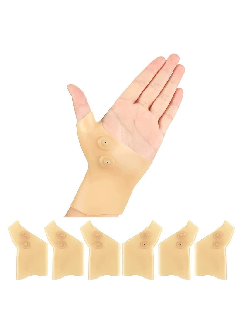 Thumb Braces, 6 Pieces Thumb Spica Splint Gel Wrist Support Braces Waterproof Magnetic Wrist Brace Arthritis Thumb Silicone Glove Protector Elastic Wrist Sleeves