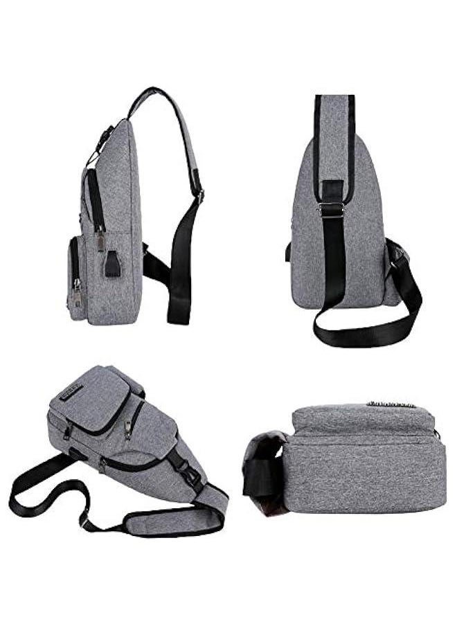 Peicees Sling Bag for Men Women Shoulder Bag Daypack with Bottle Holder