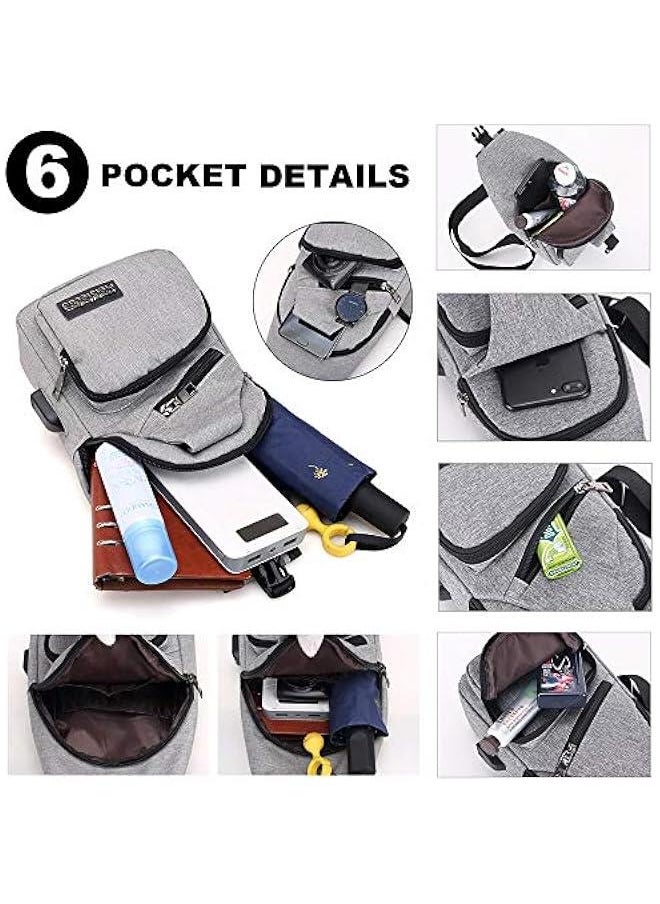 Travel Gym Bike Sling Bag Shoulder Backpack Daypack w/USB Charging Port