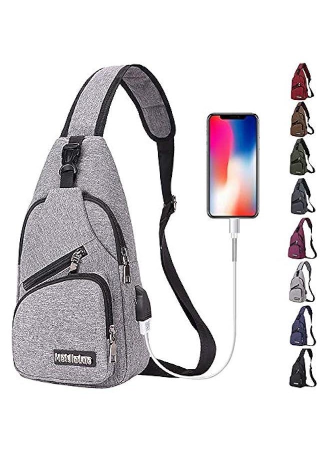 Travel Gym Bike Sling Bag Shoulder Backpack Daypack w/USB Charging Port