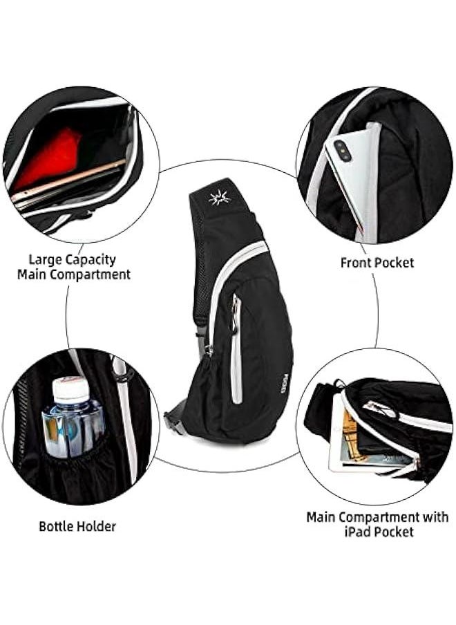 Sling Bags Men Women Shoulder Backpack Mini Chest Day Bag Small Cross Body Pack, Black