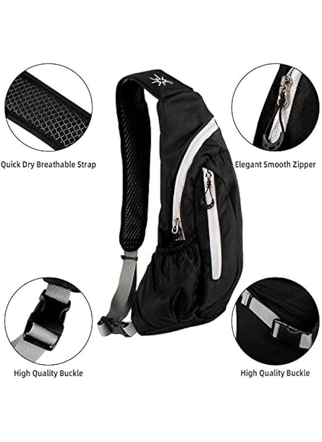 Sling Bags Men Women Shoulder Backpack Mini Chest Day Bag Small Cross Body Pack, Black