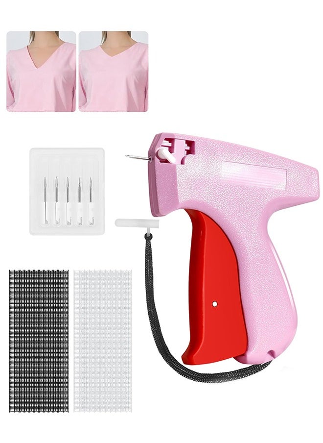 Tagging Gun for Clothing, Fine Stitch Mini Stitch Gun for Clothes, Quick Clothing Fixer, Hemming Sewing Tool Kit, Includes 1000 Fasteners, Great for Garment Repair ​(Pink)