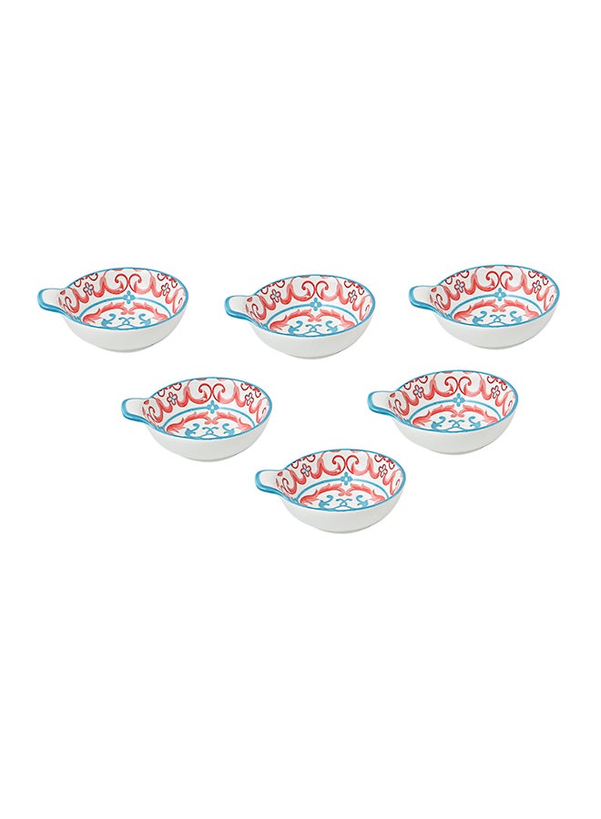 6-Piece Hand-Painted Saucer With Handle Red/White 11.2x9.5x4cm