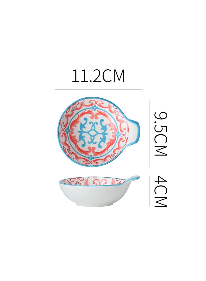 6-Piece Hand-Painted Saucer With Handle Red/White 11.2x9.5x4cm
