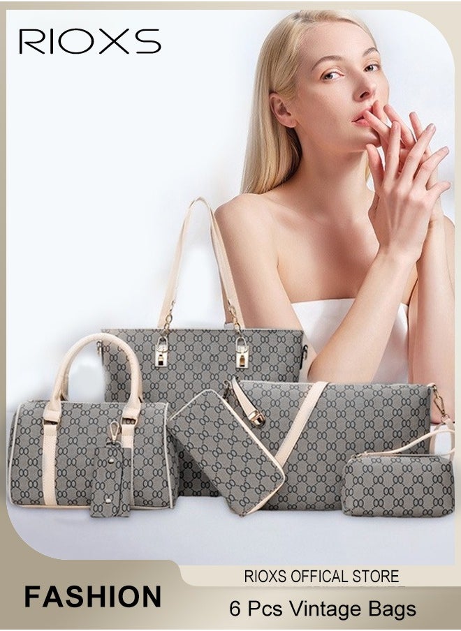 Women's Tote Bags,6 Pcs Different Styles Fashion Bags,Large Capacity Handbags Satchel Purses Wallets,Printed Shoulder Tote Bags For Women,Ladies Hand Bag，Premium Leather Crossbody Bag For Work Shopping Vocation