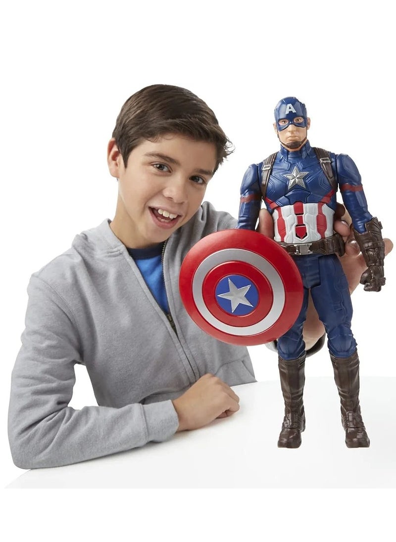 Marvel Titan Hero Series Collectible 12-Inch Captain America Action Figure, Toy for Ages 4 and Up