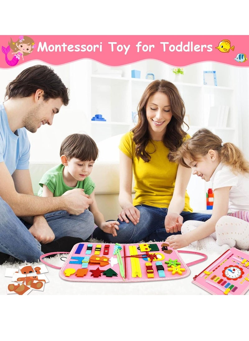 25-in-1 Montessori Busy Board for Toddlers | Educational Sensory Activity Board for Fine Motor Skills | Travel Toy for Plane & Car | Preschool Learning Toy Gift for 1 2 3 4 Year Old Boys & Girls