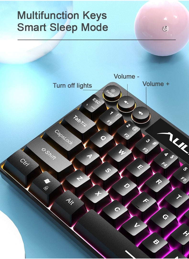 Wired Gaming Keyboard Mini Portable Mechanical Keyboard 64 Keys RGB