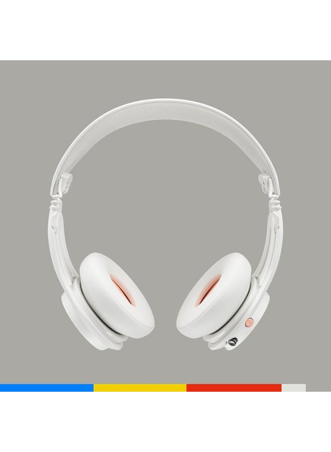 Icon ANC On-Ear Active Noise Cancelling Wireless Bluetooth Headphones, 60 Hr Battery, Microphone, Works with iPhone Android White Bone/Orange Glow