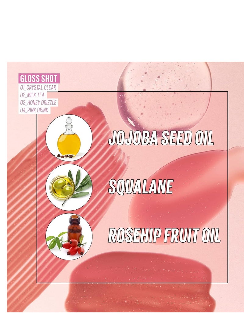 Kaja Lip Gloss - Gloss Shot | Gift, with Jojoba Oil, Sheer, Hydrating, Juicy, Plumper Looking Lips, 01 Crystal Clear, 0.14 Fl Oz