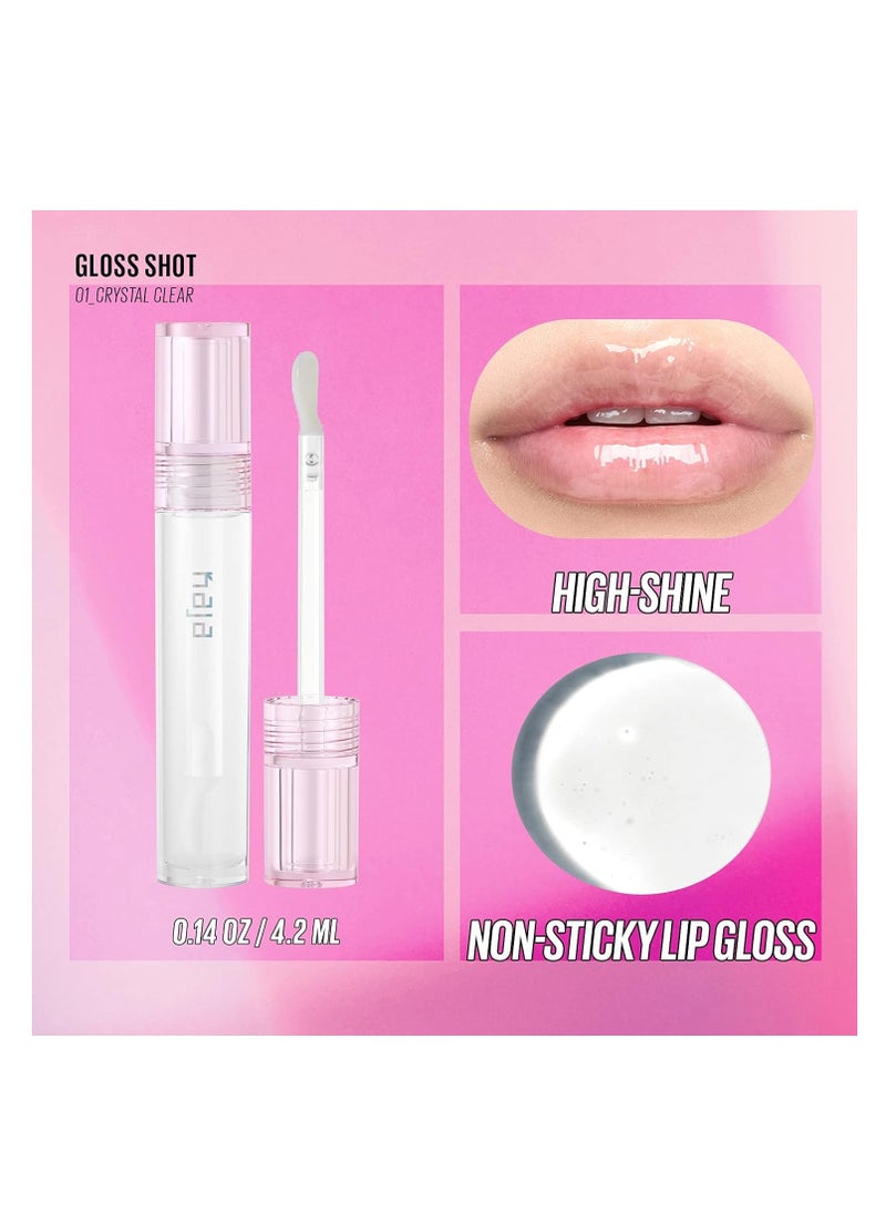 Kaja Lip Gloss - Gloss Shot | Gift, with Jojoba Oil, Sheer, Hydrating, Juicy, Plumper Looking Lips, 01 Crystal Clear, 0.14 Fl Oz