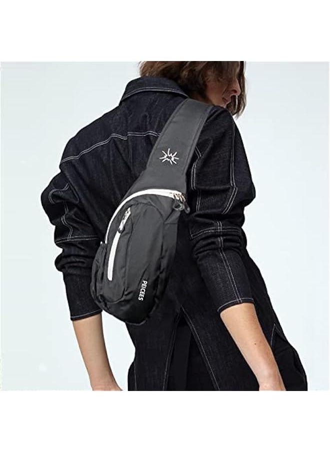 Sling Bags Men Women Shoulder Backpack Mini Chest Day Bag Small Cross Body Pack, Black