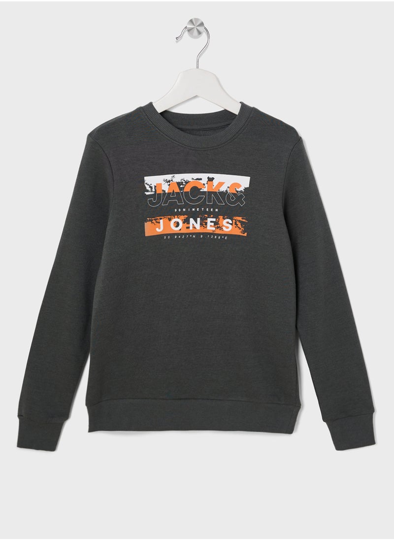 Kids Graphic Print Crew Neck Sweatshirt