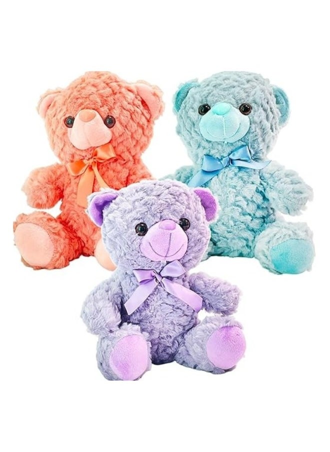 Teddy Bear Plush Stuffed Toys, Kids Soft Plush Animal Doll, Birthday Gift, Boys Girls Toddlers, Birthday, Baby Shower, Anniversary (Pack of 3)