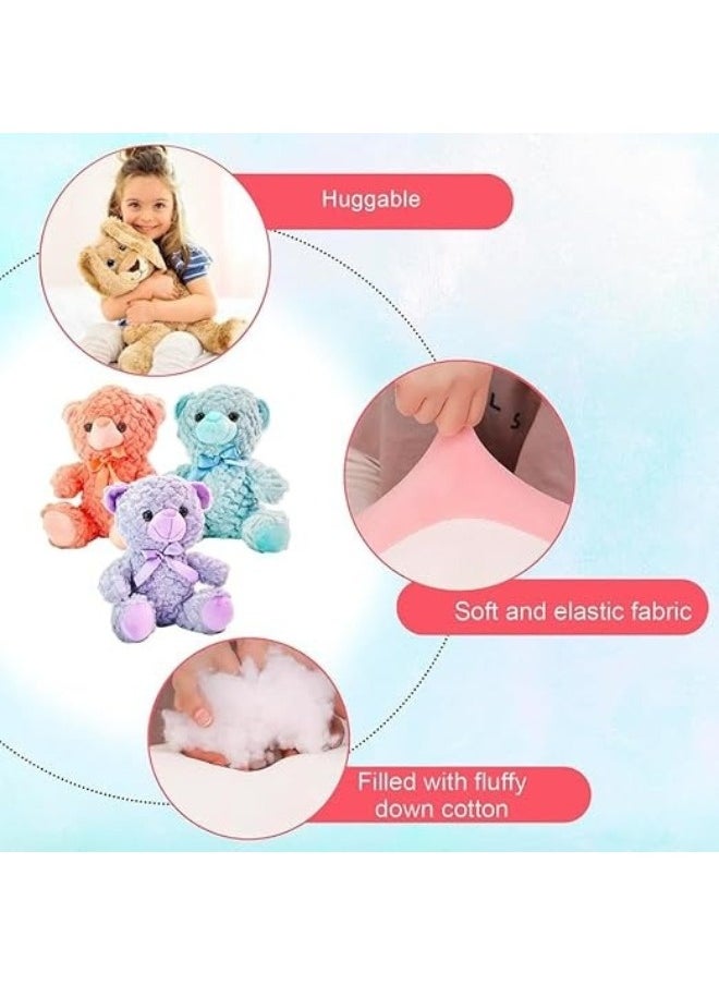 Teddy Bear Plush Stuffed Toys, Kids Soft Plush Animal Doll, Birthday Gift, Boys Girls Toddlers, Birthday, Baby Shower, Anniversary (Pack of 3)