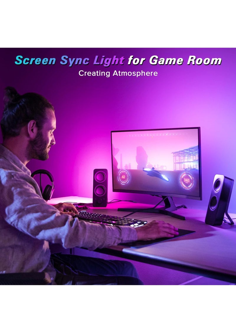 RGB Backlight for 27 Inches Computer Monitor, Yakiter LED Strip Light Sync with Screen Color & Music for Games Movies etc, Software Control, USB Powered