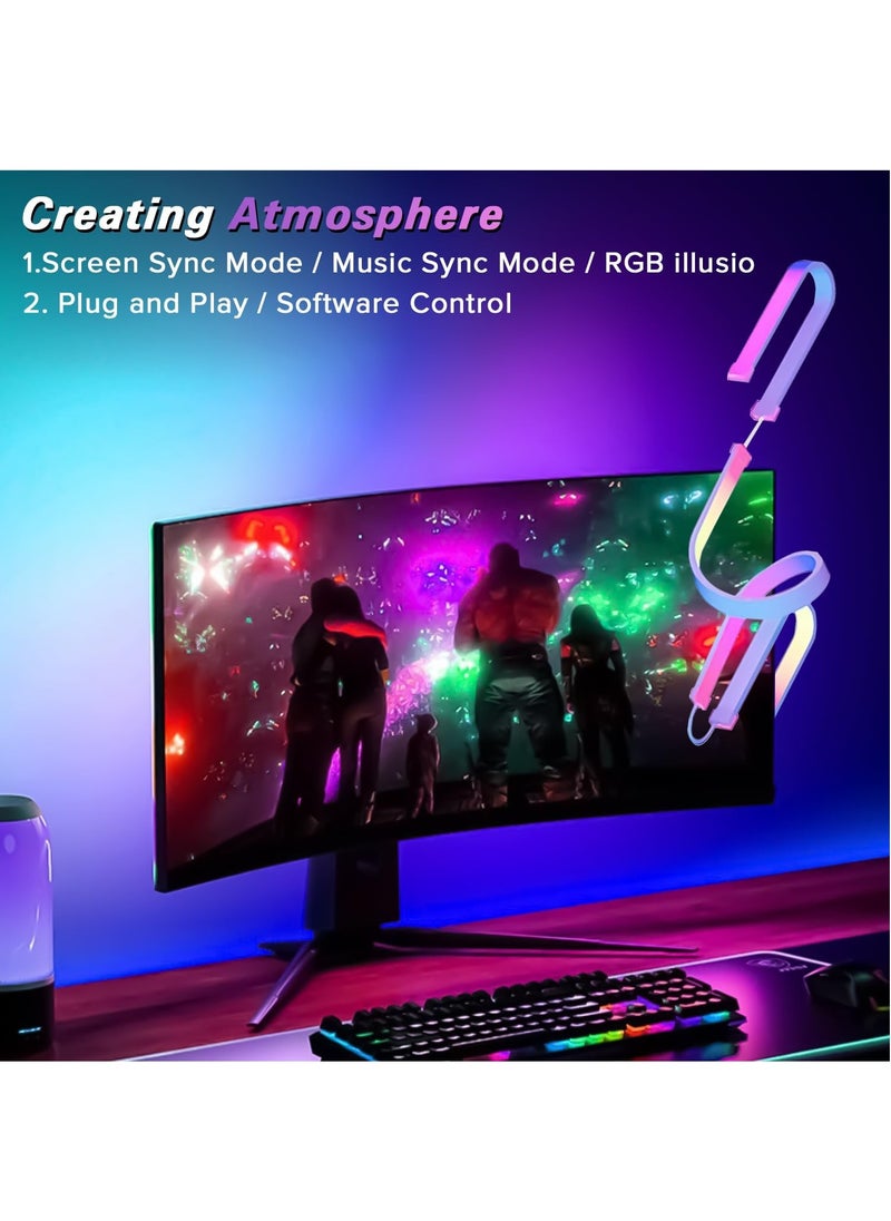 RGB Backlight for 27 Inches Computer Monitor, Yakiter LED Strip Light Sync with Screen Color & Music for Games Movies etc, Software Control, USB Powered