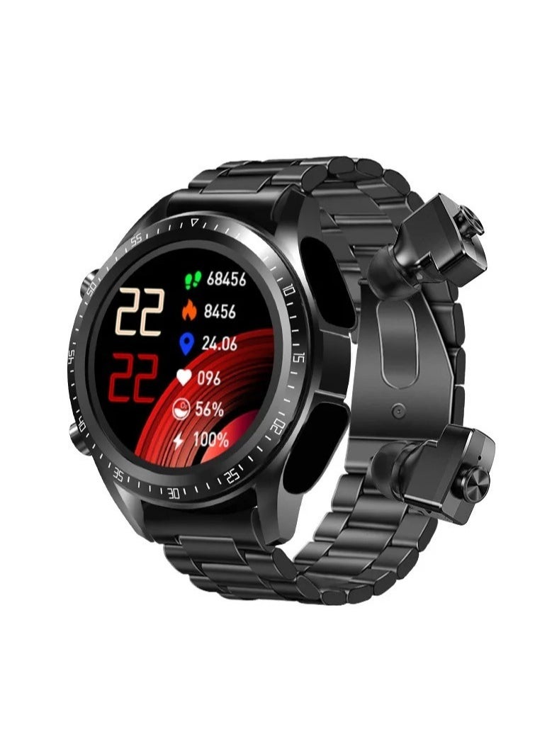 Men's Smartwatch with Wireless Earbuds Bluetooth Calling Music Control and Comprehensive Health Monitoring