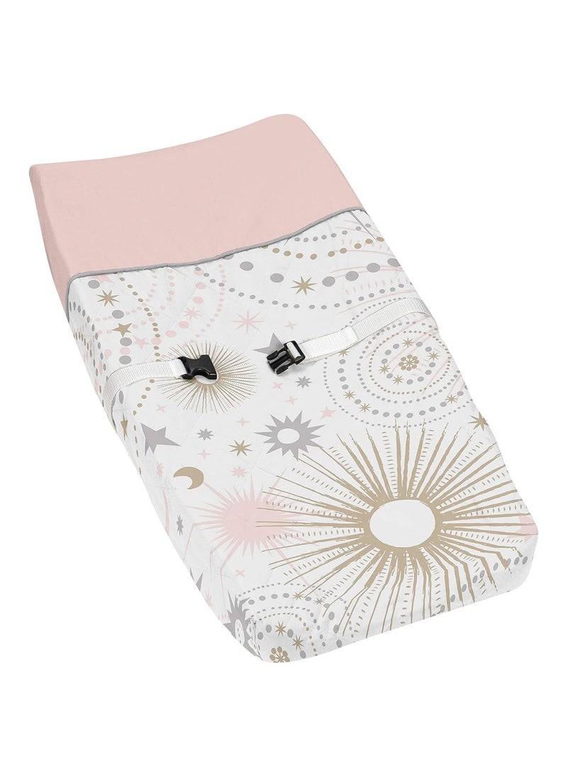 Blush Pink, Gold, Grey And White Star And Moon Changing Pad Cover For Celestial Collection By