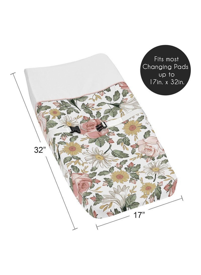 Vintage Floral Boho Girl Baby Nursery Changing Pad Cover Blush