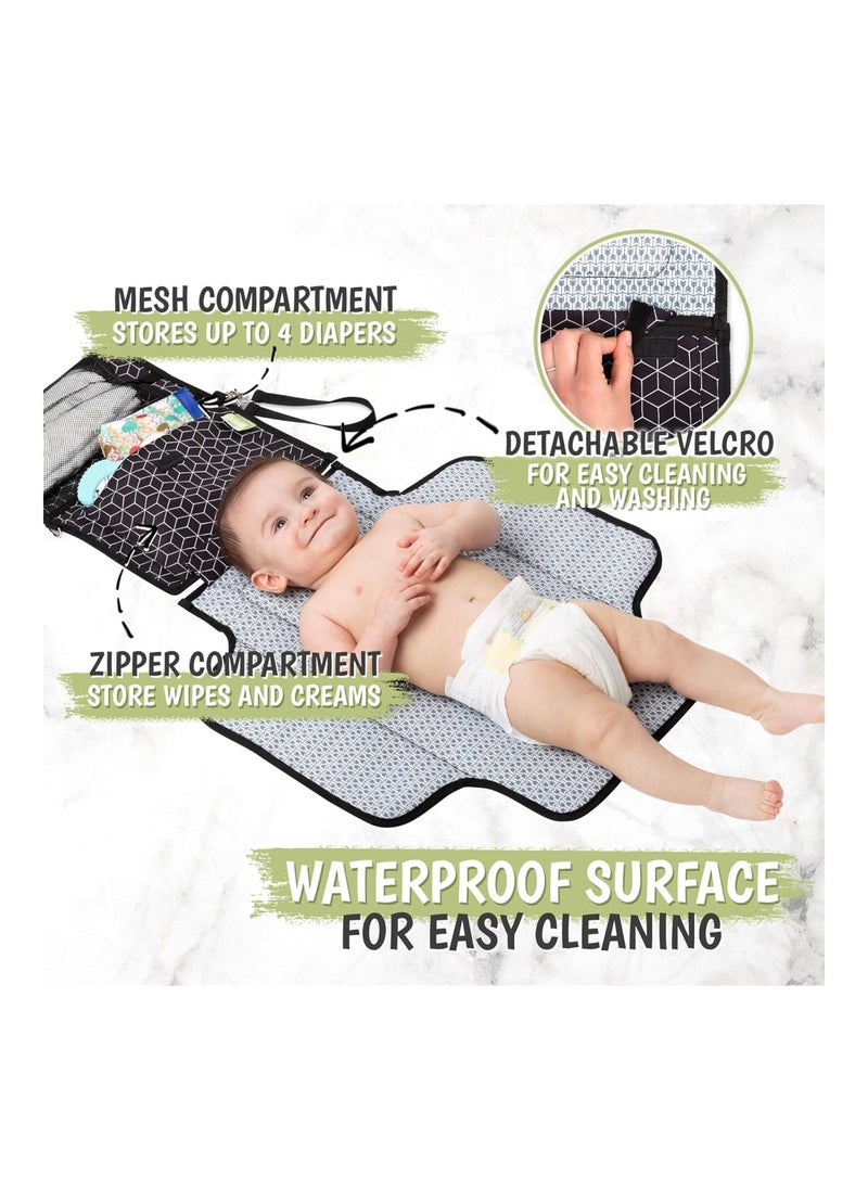 Portable Diaper Changing Pad -(Black Geo)