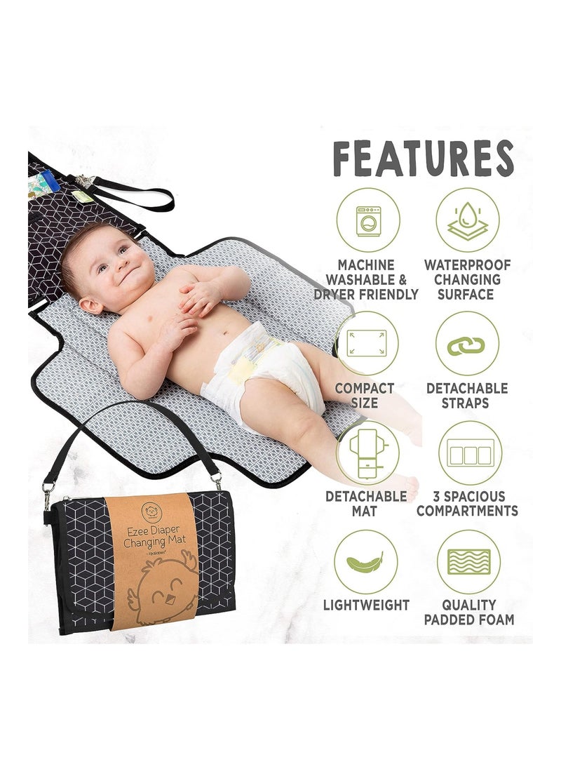 Portable Diaper Changing Pad -(Black Geo)