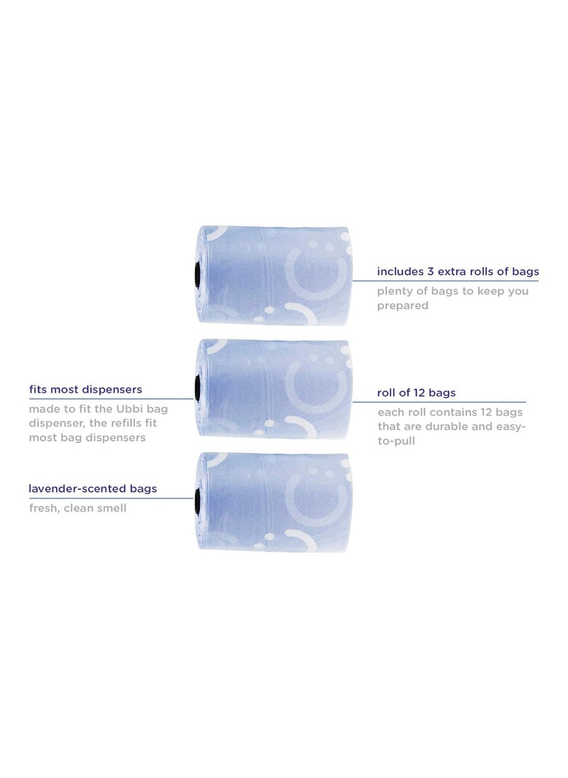 On The Go Waste Disposal Bags Refills Value Pack, Lavender Scented, 12 Roll Refills, Baby On The Go Essentials