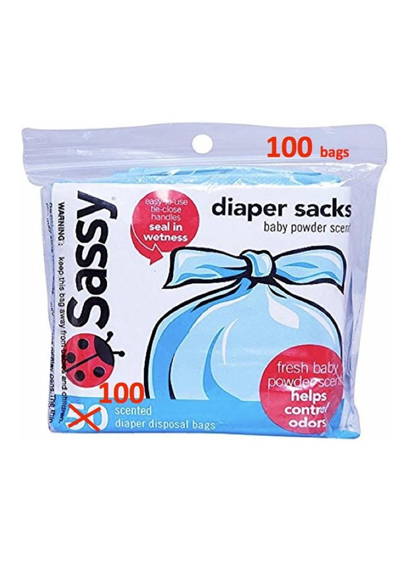 Disposable Scented Diaper Sacks 100 Count 25 Sacks Per Roll Blue 40012