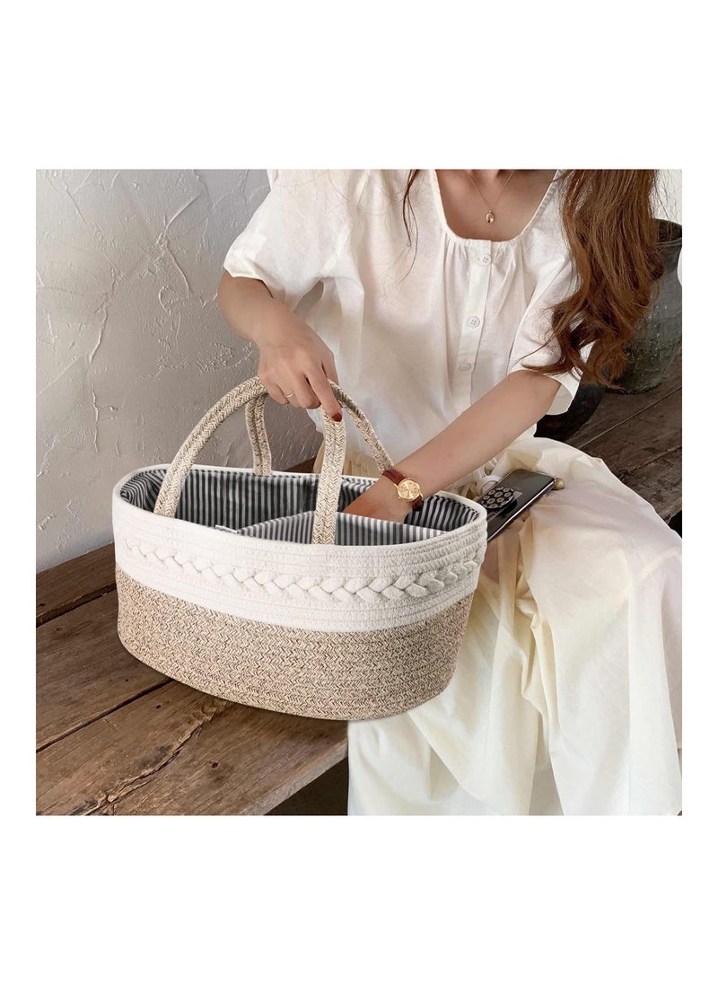 100% Cotton Rope Baby Basket Changing Table Diaper Storage Caddy Portable Diaper Caddy For Baby Stuff