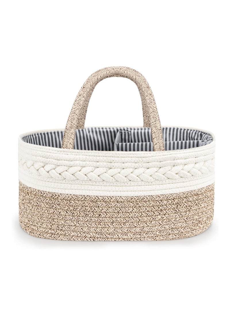 100% Cotton Rope Baby Basket Changing Table Diaper Storage Caddy Portable Diaper Caddy For Baby Stuff