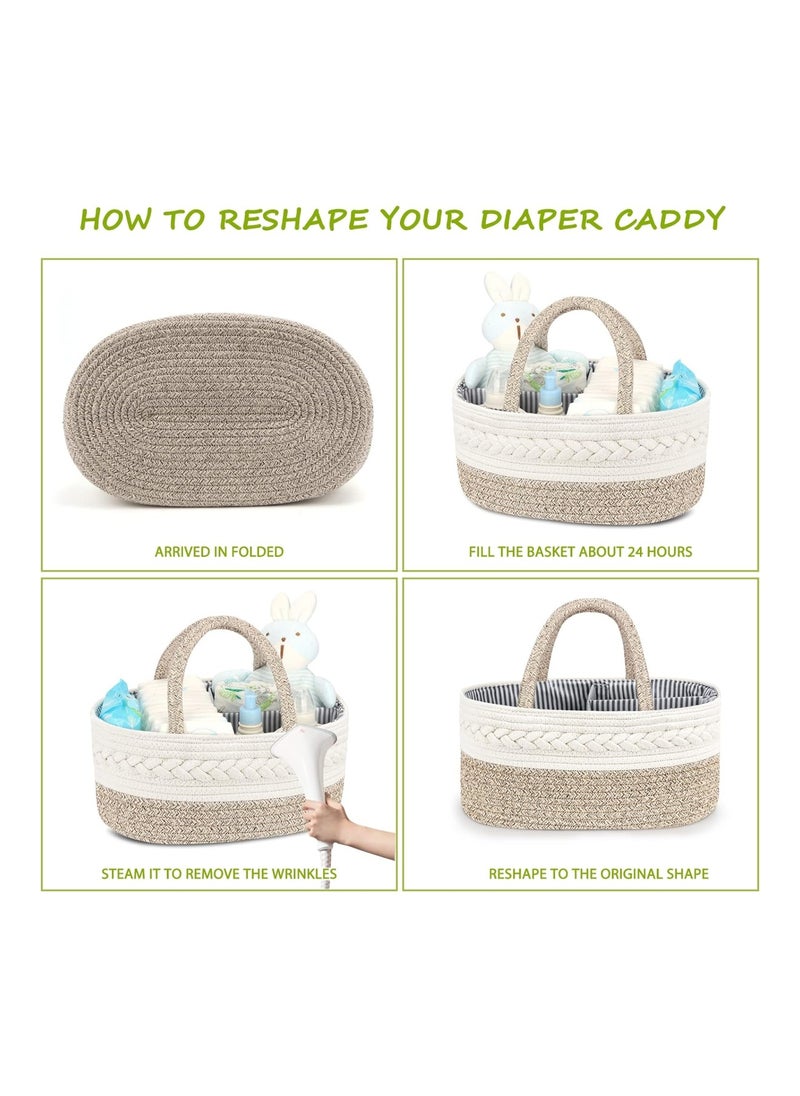 100% Cotton Rope Baby Basket Changing Table Diaper Storage Caddy Portable Diaper Caddy For Baby Stuff