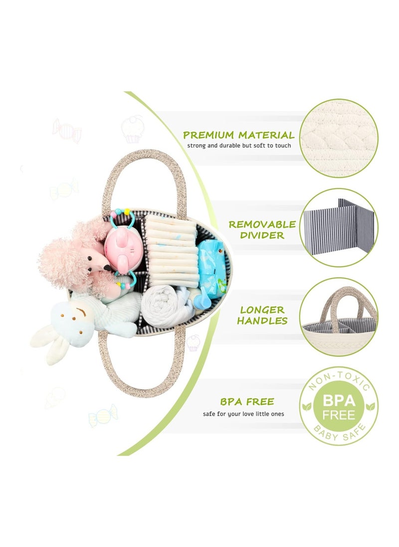 100% Cotton Rope Baby Basket Changing Table Diaper Storage Caddy Portable Diaper Caddy For Baby Stuff