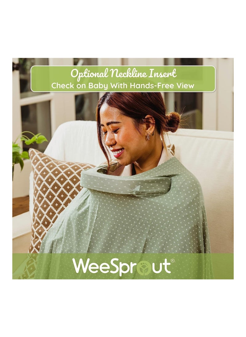 WeeSprout Nursing Cover for Breastfeeding, Soft & Breathable Nursing Poncho, Neck Insert for Hands-Free View, Machine Washable & Dryer Safe Feeding Cover Up