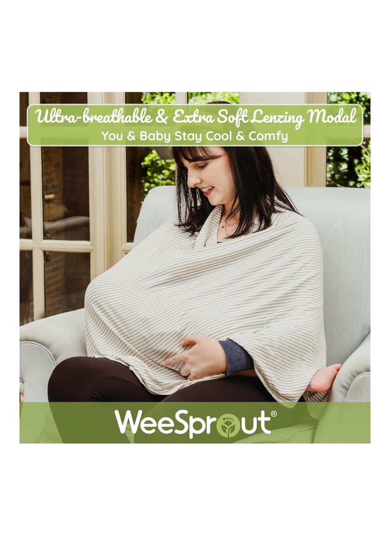 WeeSprout Nursing Cover for Breastfeeding, Soft & Breathable Nursing Poncho, Neck Insert for Hands-Free View, Machine Washable & Dryer Safe Feeding Cover Up