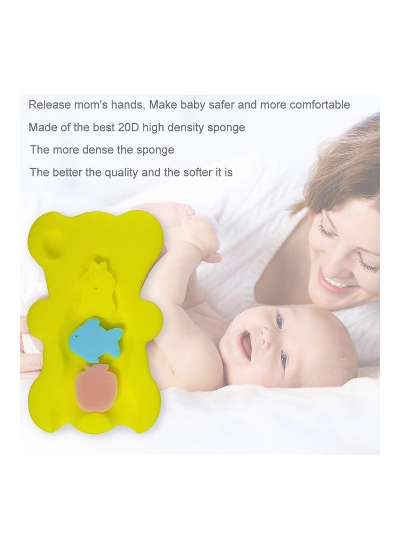 Soft Infant Bath Sponge Anti Bacterial And Skid Proof Baby Bath Mat Newborn Odour Free (Yellow)