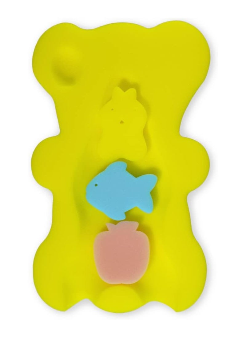 Soft Infant Bath Sponge Anti Bacterial And Skid Proof Baby Bath Mat Newborn Odour Free (Yellow)