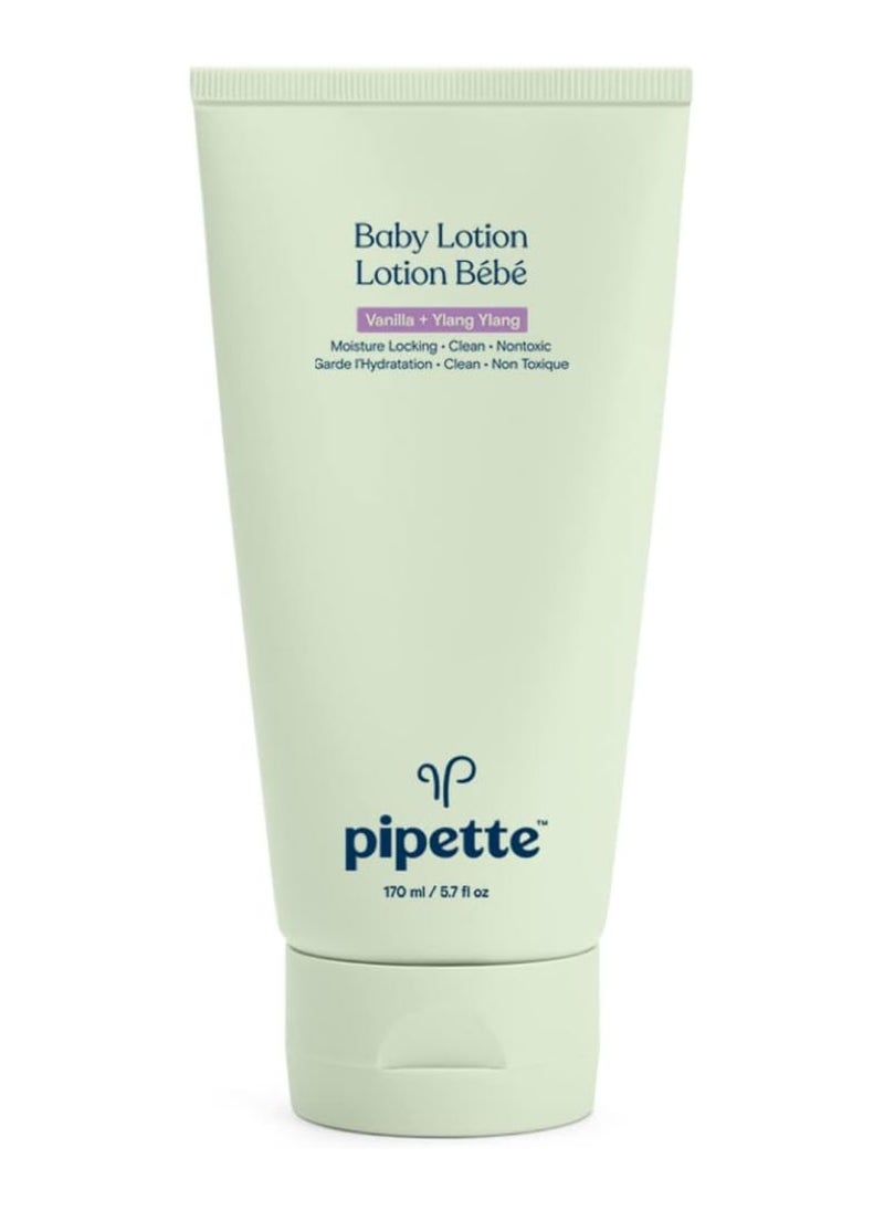 Baby Lotion - New & Improved Formula, Renewable Plant-Derived Squalane, Vanilla + Ylang Ylang Aroma, 5.7 Fl Oz