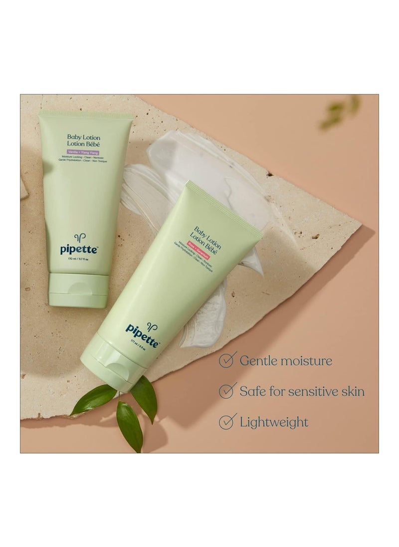 Baby Lotion - New & Improved Formula, Renewable Plant-Derived Squalane, Vanilla + Ylang Ylang Aroma, 5.7 Fl Oz