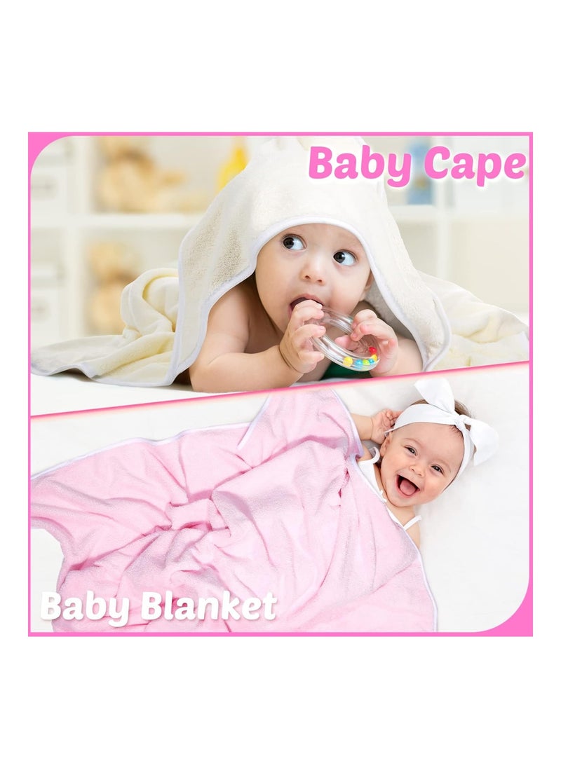 Pack Of 4 Baby Hooded Towels, 30 X 30 Inch, White, Pink