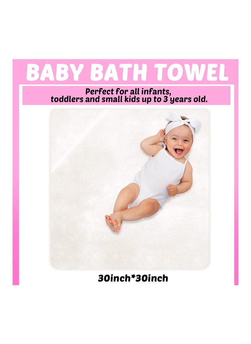 Pack Of 4 Baby Hooded Towels, 30 X 30 Inch, White, Pink