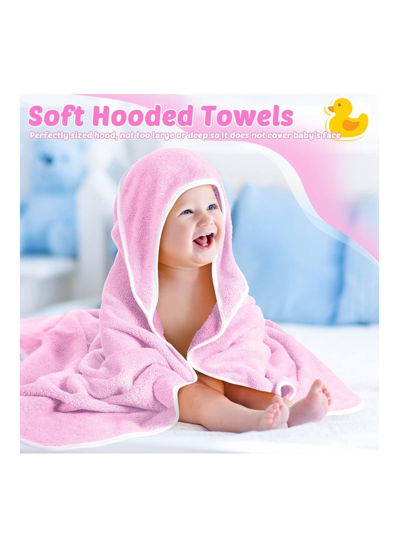 Pack Of 4 Baby Hooded Towels, 30 X 30 Inch, White, Pink