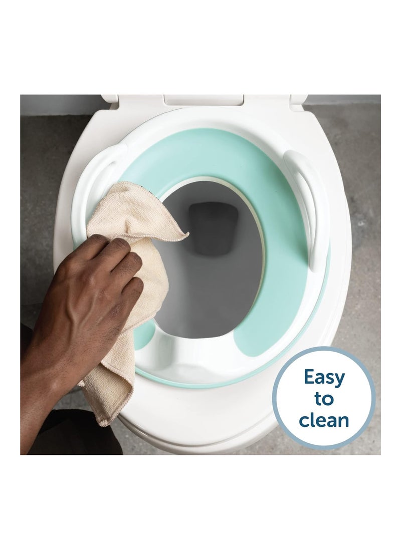 Potty Training Seat With Handles Fits Round And Oval Toilets Non Slip With Splash Guard Includes Free Storage Hook