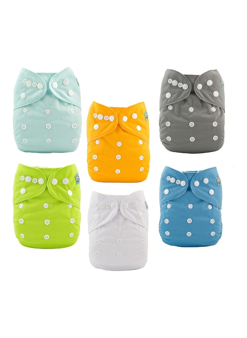 Baby Cloth Diapers One Size Adjustable Washable Reusable For Baby Girls And Boys 6 Pack With 12 Inserts 6Bm98